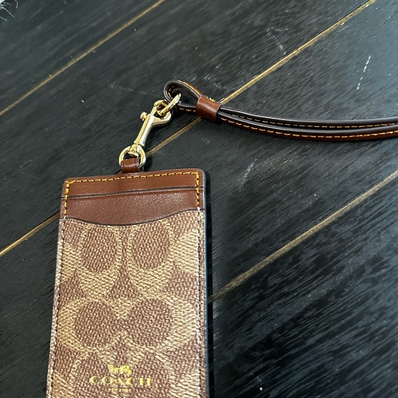 Brown Leather ID Holder with Strap